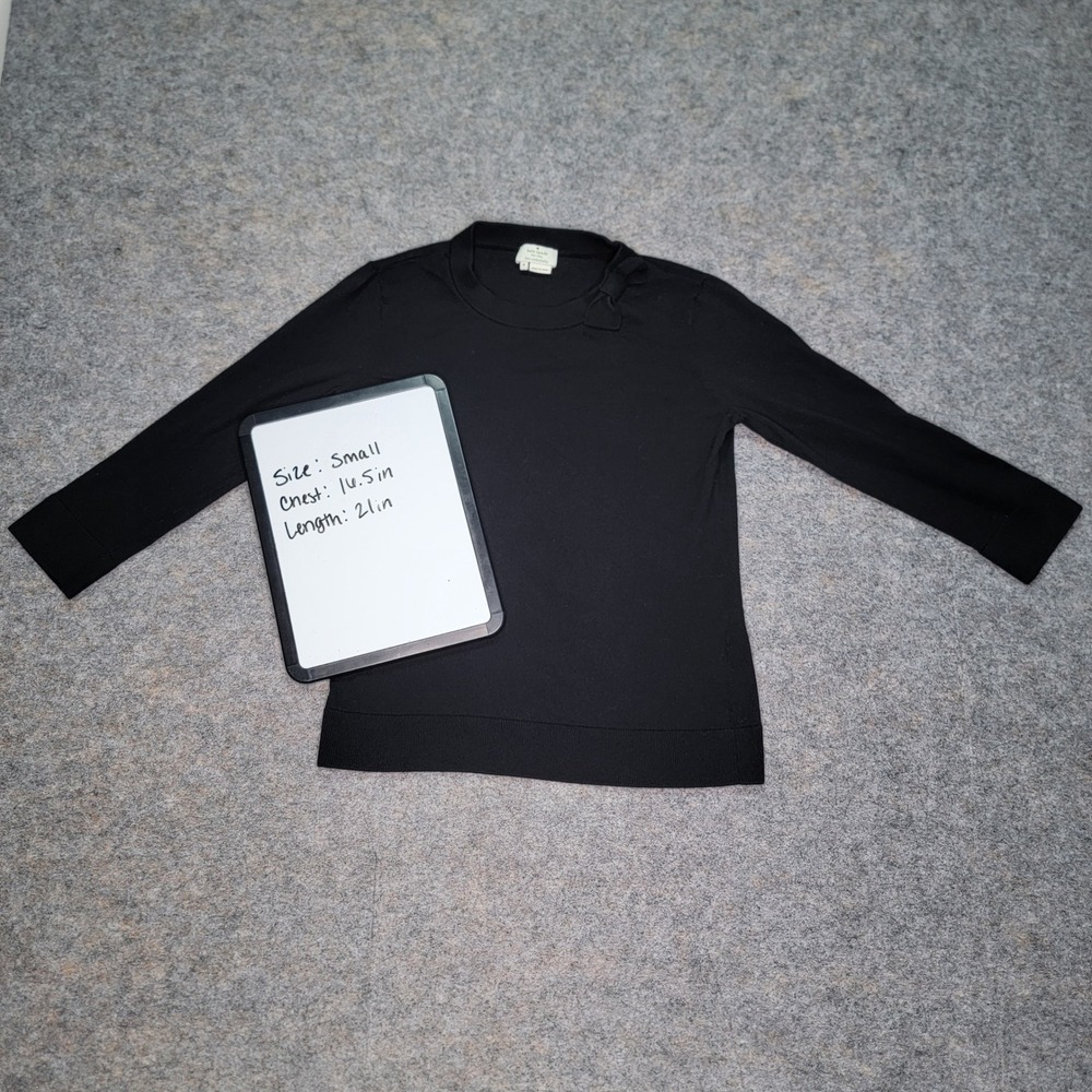 Kate Spade New York Top Small Black Long Sleeve Knit Crew Neck‎ Lightweight